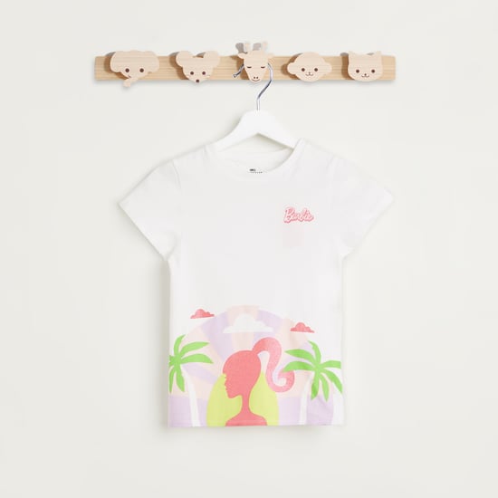 Juniors Barbie Glitter Print T-shirt
