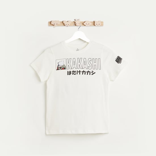 Juniors Kakashi Print Crew Neck T-shirt with Short Sleeves