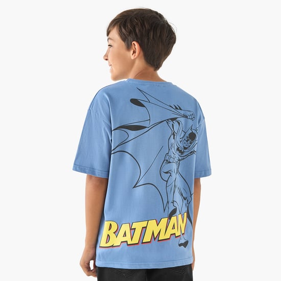 Juniors Batman Print T-shirt with Short Sleeves