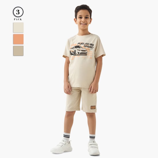 Juniors 3-Piece Printed T-shirts and Shorts Set