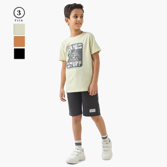 Juniors 3-Piece Printed T-shirts and Shorts Set