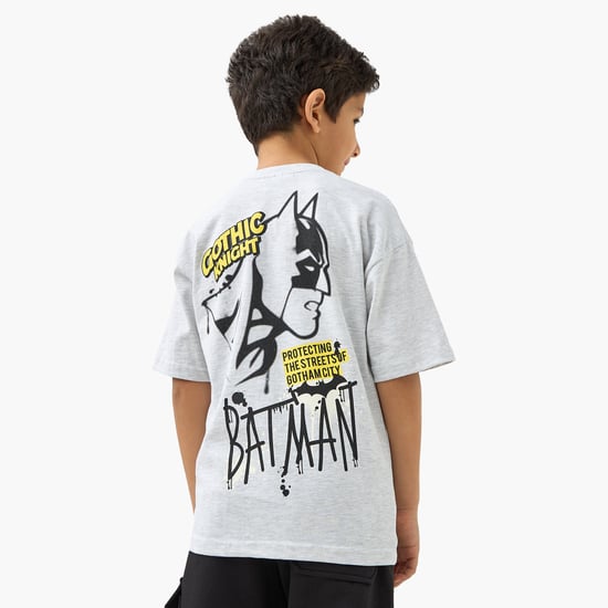 Juniors Batman Print Crew Neck T-shirt with Short Sleeves