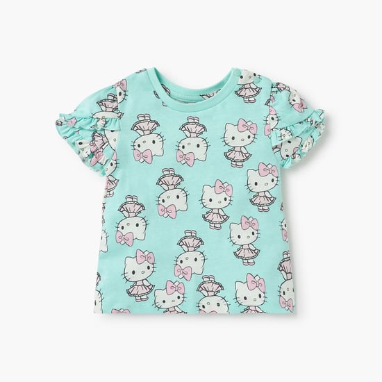 Juniors Sanrio Hello Kitty Print T-shirt with Ruffle Sleeves - Set of 2