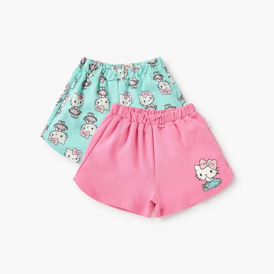 Juniors Hello Kitty Print Shorts with Drawstring Closure - Set of 2