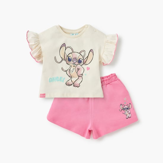 Juniors Angel Print T-shirt and Shorts Set
