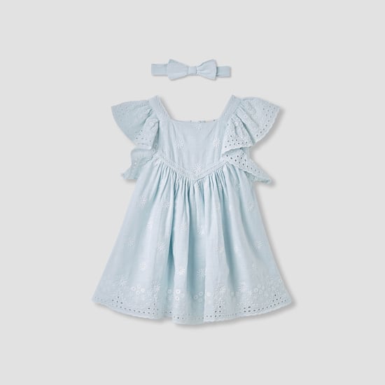 Giggles Embroidered Ruffled A-line Dress with Headband