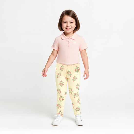 Juniors Floral Print Leggings with Elasticated Waistband