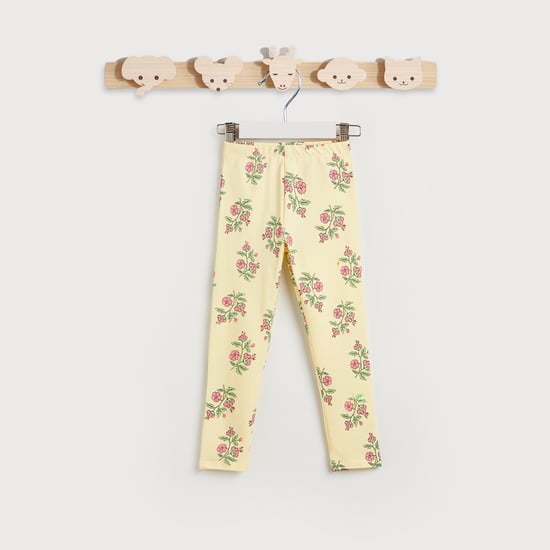 Juniors Floral Print Leggings with Elasticated Waistband