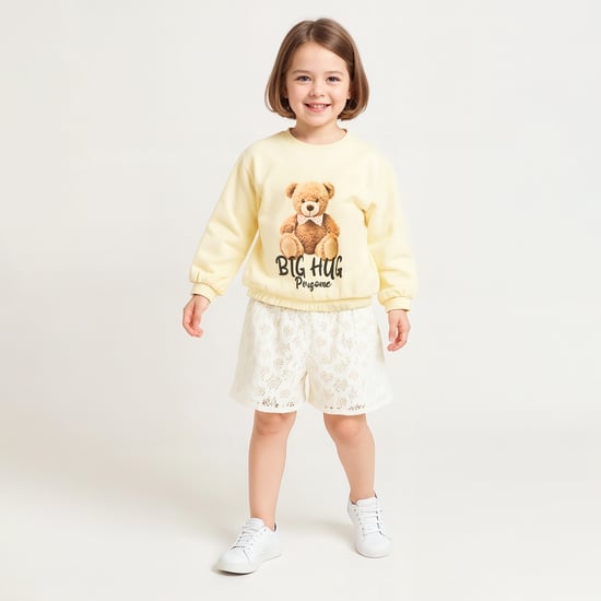 Juniors Bear Print Sweatshirt