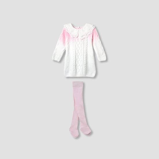 Juniors Cable Knit Textured Dress with Tights