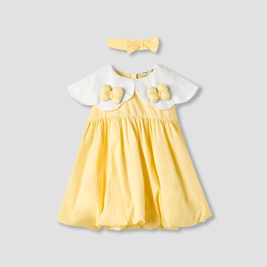 Juniors Bow Detail Collared Dress with Headband