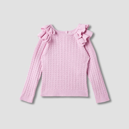 Juniors Textured Sweater with Ruffle Detail