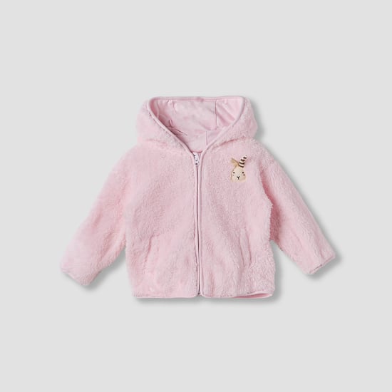 Juniors Bunny Applique Zip Through Hooded Jacket