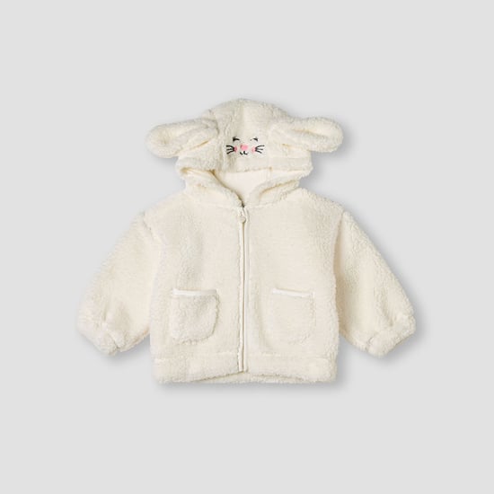 Juniors Bunny Embroidered Hooded Jacket