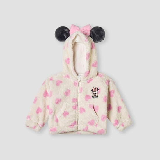 Juniors Minnie Mouse Embroidered Zip Through Hoodie