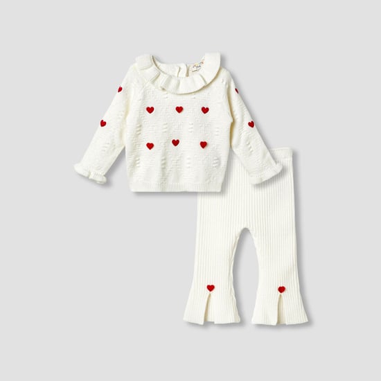Juniors Heart Applique Sweater and Pants Set