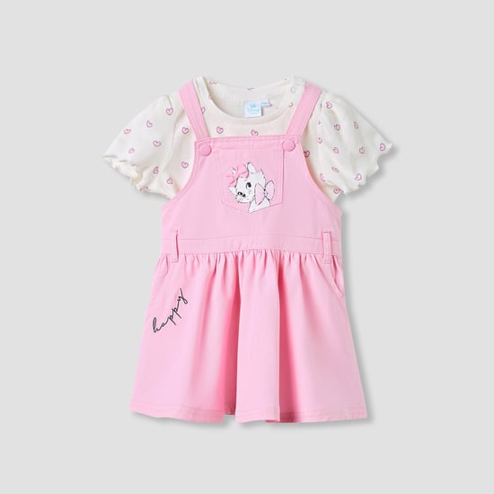 Marie Cat Pinafore Dress and Printed Top Set