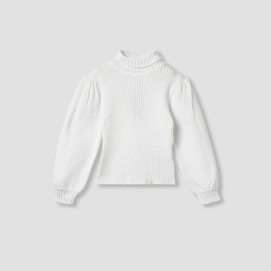 Juniors Ribbed Turtle Neck Sweater with Long Sleeves