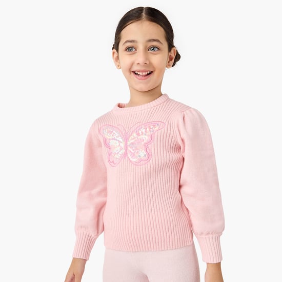 Juniors Butterfly Embellished Pullover