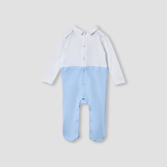 Giggles Bear Applique Collared Sleepsuit