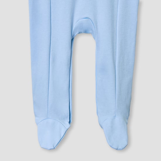 Giggles Bear Applique Collared Sleepsuit