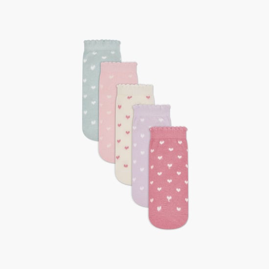 Juniors Heart Print Socks - Set of 5