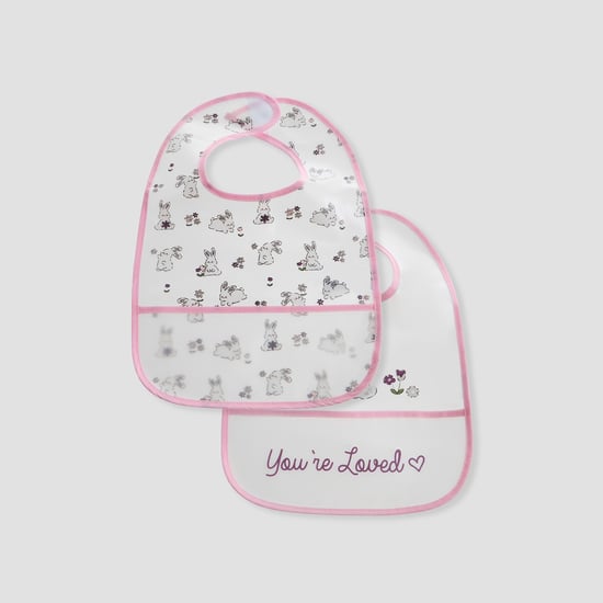 Juniors Bunny Print Bib with Velcro Closure - Set of 2