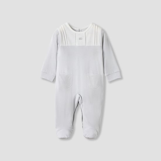Giggles Textured Sleepsuit with Long Sleeves and Pockets