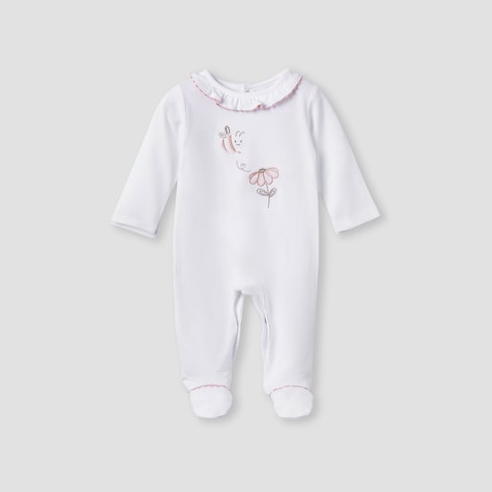 Giggles Embroidered Sleepsuit with Button Closure