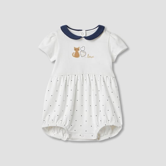 Juniors Heart Print Romper with Short Sleeves