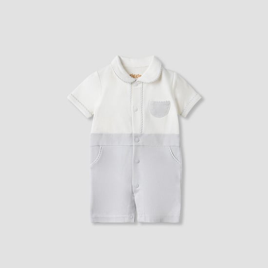 Giggles Textured Romper with Short Sleeves