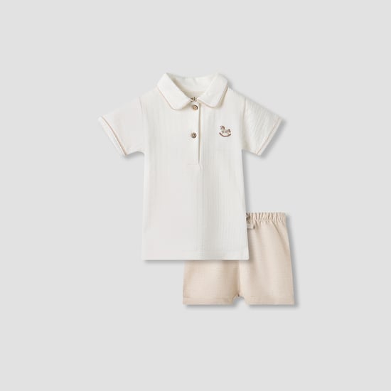Giggles Rocking Horse Embroidered Polo T-shirt and Shorts Set