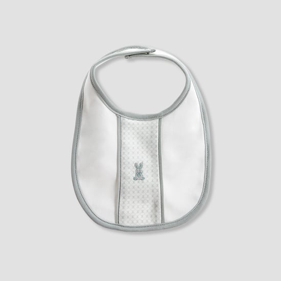 Giggles Bunny Embroidered Bib with Button Closure
