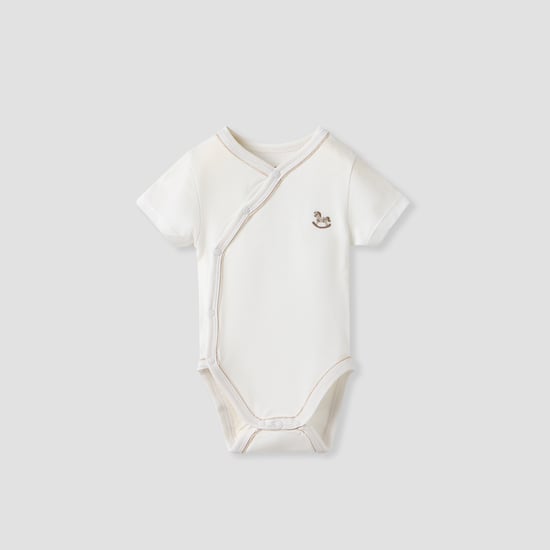 Giggles Rocking Horse Embroidered Bodysuit with Short Sleeves