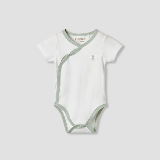 Giggles Bunny Embroidered Bodysuit with Short Sleeves