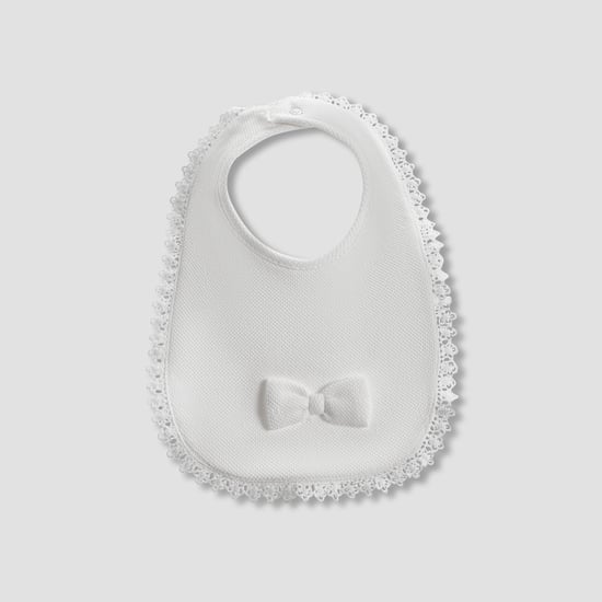 Giggles Floral Lace Trim Bib with Button Closure