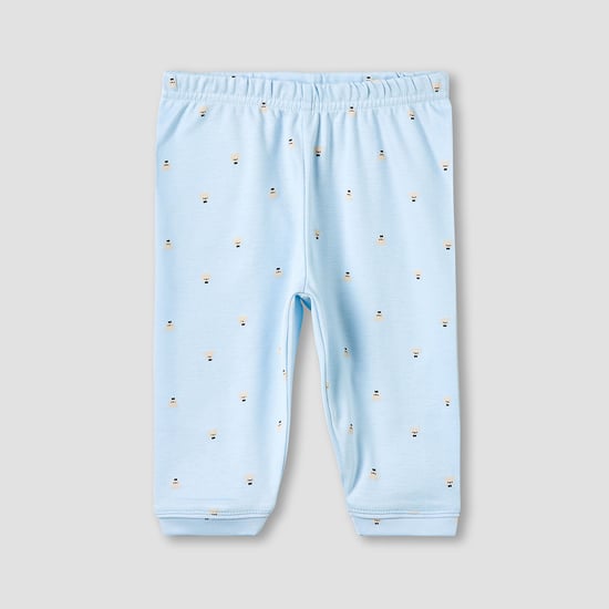 Giggles Bear Print Shirt and Pyjama Set with Pocket