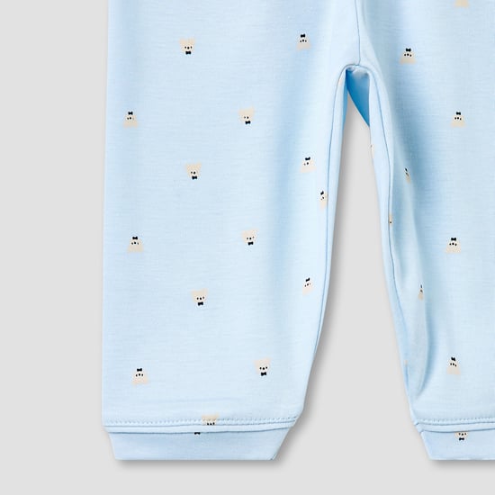 Giggles Bear Print Shirt and Pyjama Set with Pocket