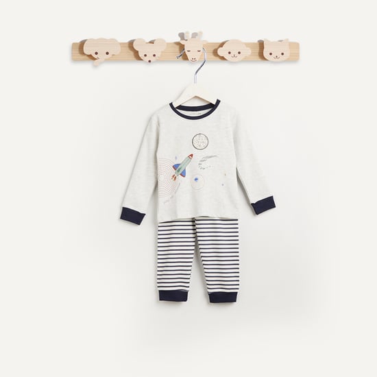 Juniors Printed Long Sleeves T-shirt and Pyjama - Set of 2
