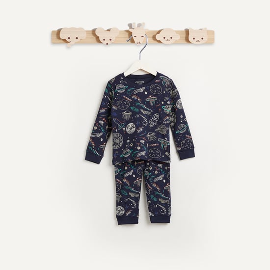 Juniors Printed Long Sleeves T-shirt and Pyjama - Set of 2