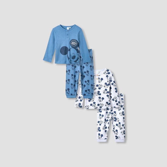 Disney Mickey Mouse Print T-shirt with Pyjamas - Set of 2