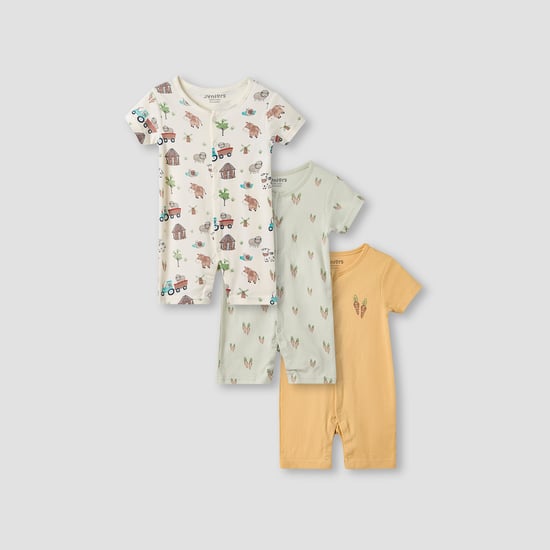 Juniors Farm Print Romper with Short Sleeves - Set of 3