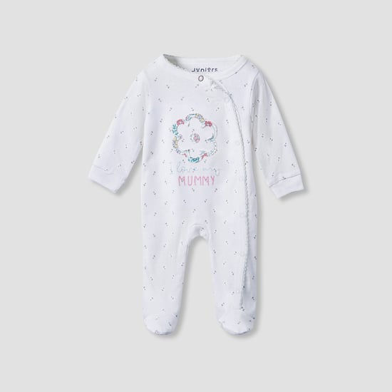 Juniors Floral Print Sleepsuit with Button Closure