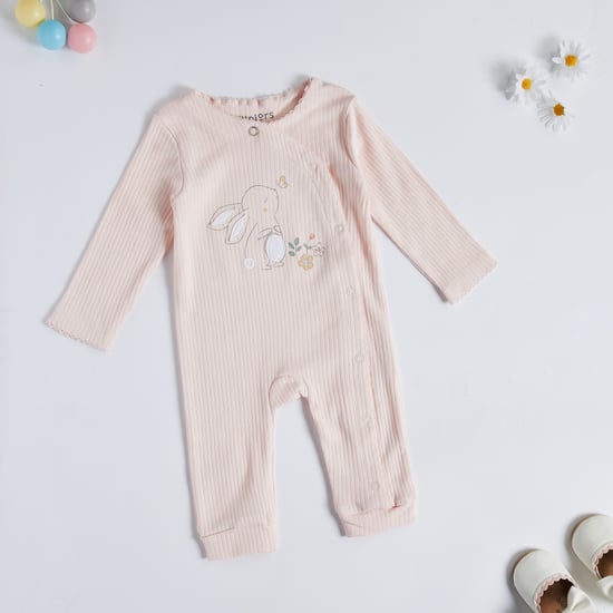 Juniors Bunny Embroidered Sleepsuit with Button Closure