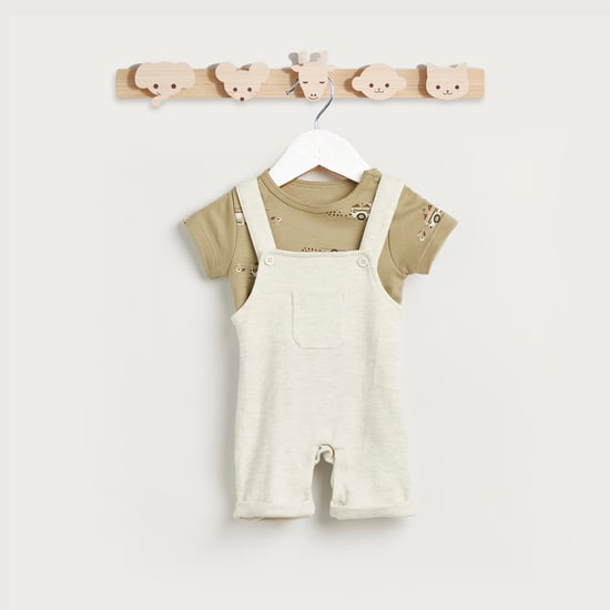 Juniors Vehicle Print T-shirt and Dungaree Set