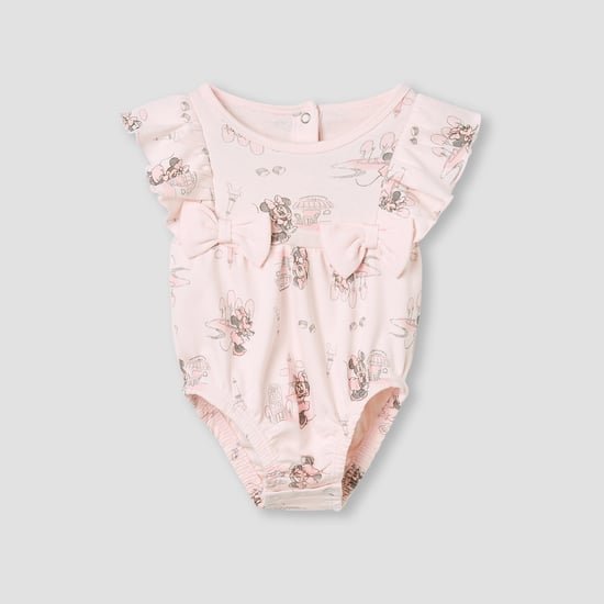 Minnie Mouse Print Bodysuit with Ruffle Sleeves