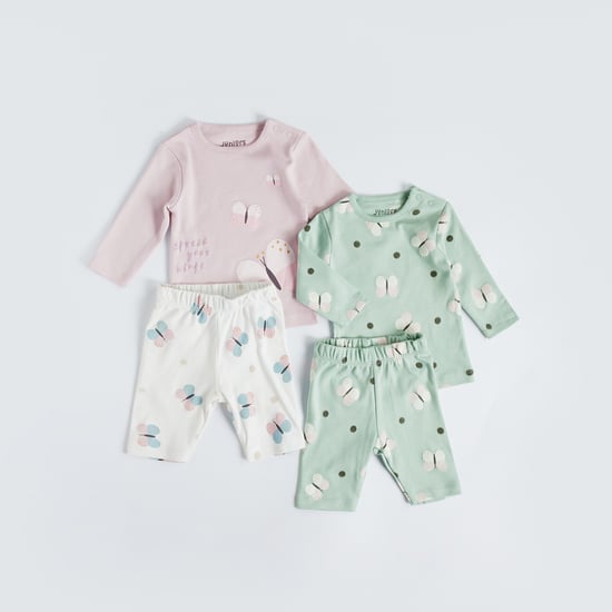 Juniors Butterfly Print T-shirt and Pyjama - Set of 2