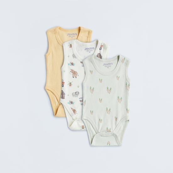 Juniors Printed Sleeveless Bodysuit - Set of 3