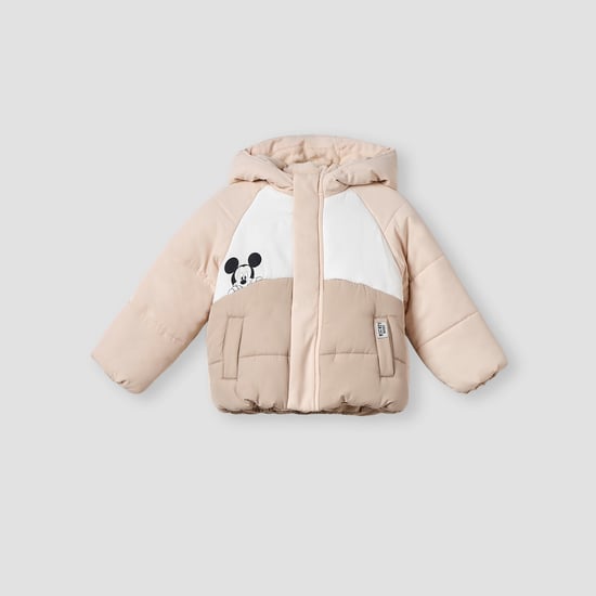 Mickey Mouse Print Hooded Jacket with Long Sleeves