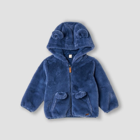 Giggles Textured Zip Through Hoodie with Kangaroo Pocket